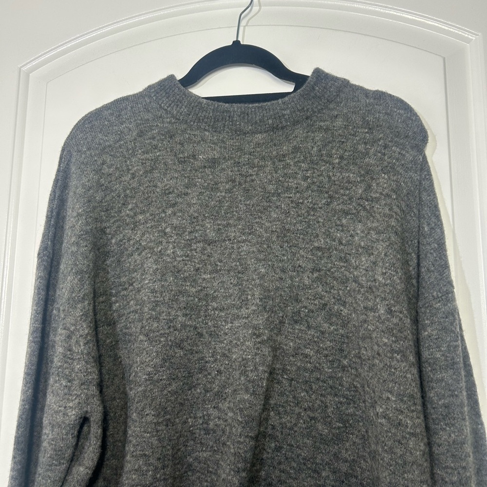 Anthropologie PILCRO Juno Crewneck Grey Wool Blend Sweater Size S preppy chic - Picture 5 of 16